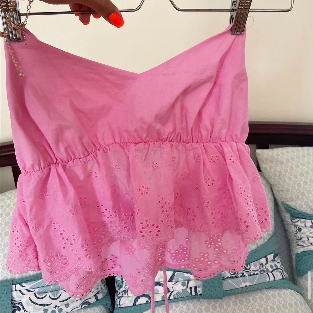Pink baby doll halter top from a local boutique